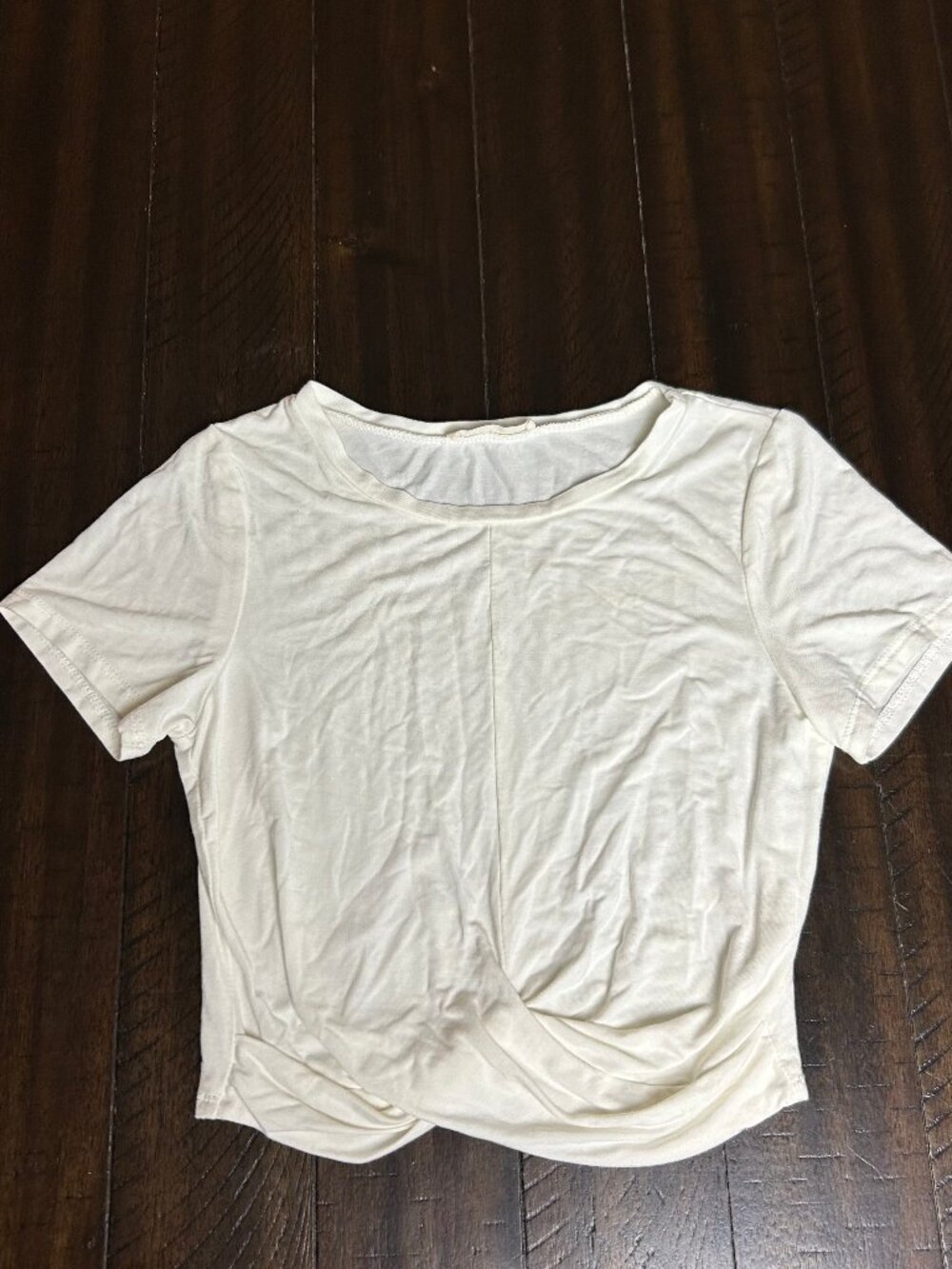 Sozy Cream Twist-Front Crop Top